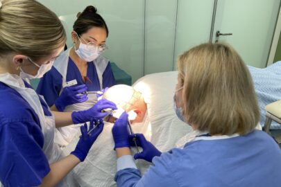 patient gets aesthetic prior to hair transplant